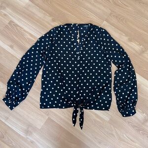 Express Women’s Long Sleeve Polka Dots Blouse